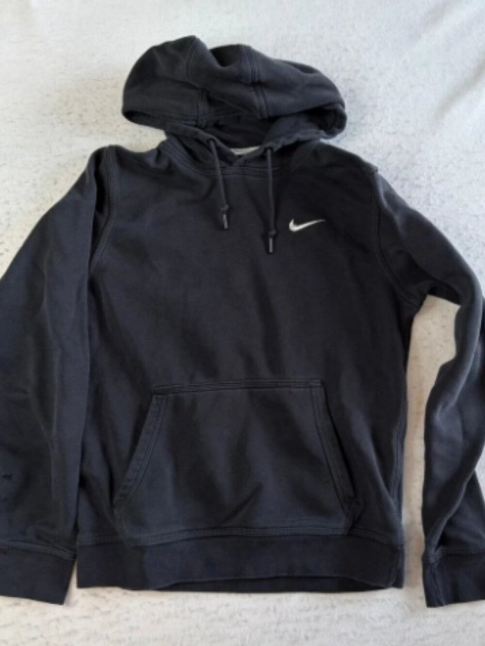 Nike Pullover Hoodie Mens Small Black Embroidered Swoosh Logo Fleece
